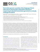 First Whole-Genome Assembly of the Galápagos Petrel (Pterodroma phaeopygia) Using Oxford Nanopore Sequencing to Advance Conservation Genomics in a Critically Endangered Seabird