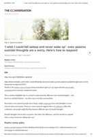 ‘I wish I could fall asleep and never wake up’: even passive suicidal thoughts are a worry. Here’s how to respond