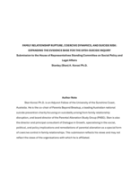 Family Relationship Rupture, Coercive Dynamics, and Suicide Risk: Expanding the Evidence Base for the DFSV-Suicide Enquiry - Submission 134 to the House of Representatives Standing Committee on Social Policy and Legal Affairs