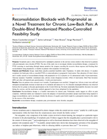 Reconsolidation Blockade with Propranolol as a Novel Treatment for Chronic Low-Back Pain: A Double-Blind Randomized Placebo-Controlled Feasibility Study