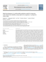 Model development of a multivariable prediction model for long-term work-related neck disability among high risk occupations: A prospective cohort study