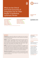 What are the Clinical and Social Outcomes of Integrated Care for Older People? A Qualitative Systematic Review