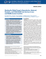 Meeting the Global Target in Reproductive, Maternal, Newborn, and Child Health Care Services in Low- and Middle-Income Countries