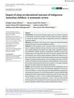 Impact of sleep on educational outcome of Indigenous Australian children: A systematic review