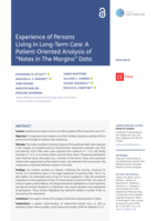 Experience of Persons Living in Long-Term Care: A Patient-Oriented Analysis of “Notes in The Margins” Data