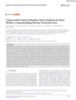 Conservation Value of Shallow‐Water Habitats for Rays Within a Long‐Standing Marine Protected Area