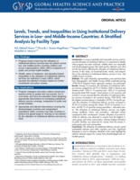 Levels, Trends, and Inequalities in Using Institutional Delivery Services in Low- and Middle-Income Countries: A Stratified Analysis by Facility Type