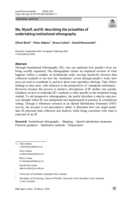 Me, Myself, and IE: describing the actualities of undertaking institutional ethnography