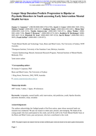 Longer Sleep Duration Predicts Progression to Bipolar or Psychotic Disorders in Youth accessing Early Intervention Mental Health Services