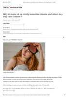 Why do some of us vividly remember dreams and others say they ‘don’t dream’?