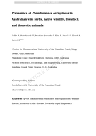 Prevalence of Pseudomonas aeruginosa in Australian wild birds, native wildlife, livestock and domestic animals