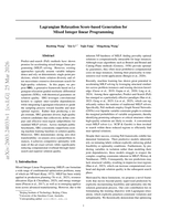 Lagrangian Relaxation Score-based Generation for Mixed Integer linear Programming