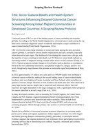 Socio-Cultural Beliefs and Health System Structures Influencing Delayed Colorectal Cancer Screening Among Indian Migrant Communities in Developed Countries: A Scoping Review Protocol