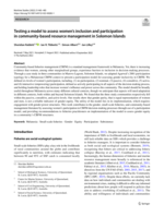 Testing a model to assess women's inclusion and participation in community-based resource management in Solomon Islands