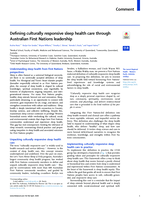 Defining culturally responsive sleep health care through Australian First Nations leadership