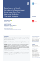 Experiences of Family Caregivers in Saskatchewan Rural Long-Term Care Homes: A Reflexive Thematic Analysis