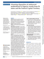 Alarming disparities of adolescent motherhood in Nigeria: results from 36 states and the Federal Capital Territory