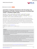 Australian Consensus Statement on the Prevention and Management of Frailty Among Community-Dwelling Older Adults: A Modified Delphi Study