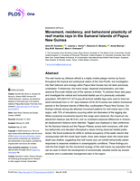 Movement, residency, and behavioral plasticity of reef manta rays in the Samarai Islands of Papua New Guinea