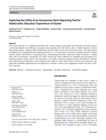 Exploring the Utility of an Anonymous Harm Reporting Tool for Adolescents: Educators' Experiences of Stymie
