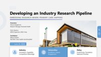 Developing an industry research pipeline: Embedding research where primary care happens