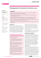 Management of insomnia in primary care