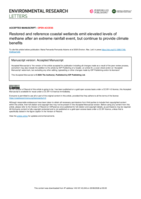 Restored and reference coastal wetlands emit elevated levels of methane after an extreme rainfall event, but continue to provide climate benefits