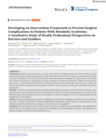 Developing an Intervention Framework to Prevent Surgical Complications in Patients With Metabolic Syndrome: A Qualitative Study of Health Professional Perspectives on Barriers and Enablers