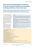 Most common principal diagnoses assigned to Australian emergency department presentations involving alcohol use: a multi‐centre study