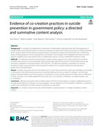 Evidence of co-creation practices in suicide prevention in government policy: a directed and summative content analysis