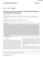 Education and Social Attitudes Toward Internal Migrants: Causal Evidence From China