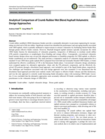 Analytical Comparison of Crumb Rubber Wet Blend Asphalt Volumetric Design Approaches