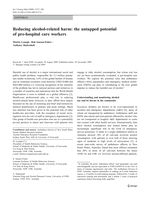 Reducing alcohol-related harm: the untapped potential of pre-hospital care workers