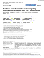 Health and social characteristics of clients reporting amphetamine type substance use at entry to public alcohol and other drug services in New South Wales, Australia, 2016–2019