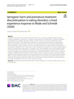 Iatrogenic harm and premature treatment discontinuation in eating disorders: a lived experience response to Wade and Schmidt (2026)