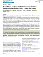 Global meta‐analysis highlights recovery of animal functional diversity in restored coastal ecosystems