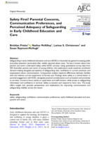 Safety First? Parental Concerns, Communication Preferences, and Perceived Adequacy of Safeguarding in Early Childhood Education and Care