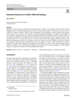 Education Recovery In Conflict-Affected Settings
