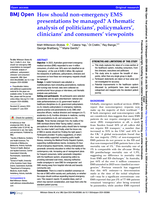 How should non-emergency EMS presentations be managed? A thematic analysis of politicians', policymakers', clinicians' and consumers' viewpoints