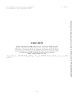 Erratum: Strain Variation in Mycobacterium marinum Fish Isolates