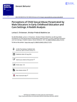 Perceptions of Child Sexual Abuse Perpetrated by Male Educators in Early Childhood Education and Care Settings: A Reddit Analysis.