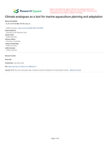 Climate analogues as a tool for marine aquaculture planning and adaptation