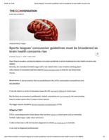 Sports leagues’ concussion guidelines must be broadened as brain health concerns rise