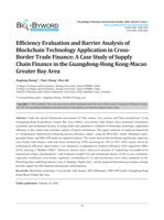 Efficiency Evaluation and Barrier Analysis of Blockchain Technology Application in Cross- Border Trade Finance: A Case Study of Supply Chain Finance in the Guangdong-Hong Kong-Macao Greater Bay Area