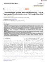 Recommendation Déjà Vu? A Review of Australian Reports, Inquiries and Commissions Around Preventing Elder Abuse