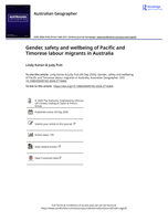 Gender, safety and wellbeing of Pacific and Timorese labour migrants in Australia