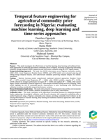 Temporal feature engineering for agricultural commodity price forecasting in Nigeria: evaluating machine learning, deep learning and time-series approaches