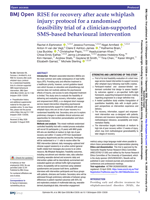 RISE for recovery after acute whiplash injury: protocol for a randomised feasibility trial of a clinician-supported SMS-based behavioural intervention