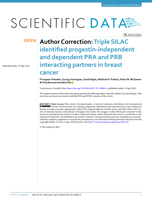 Author Correction: Triple SILAC identified progestin-independent and dependent PRA and PRB interacting partners in breast cancer
