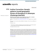 Author Correction: Genetic patterns reveal geographic drivers of divergence in silvereyes (Zosterops lateralis)